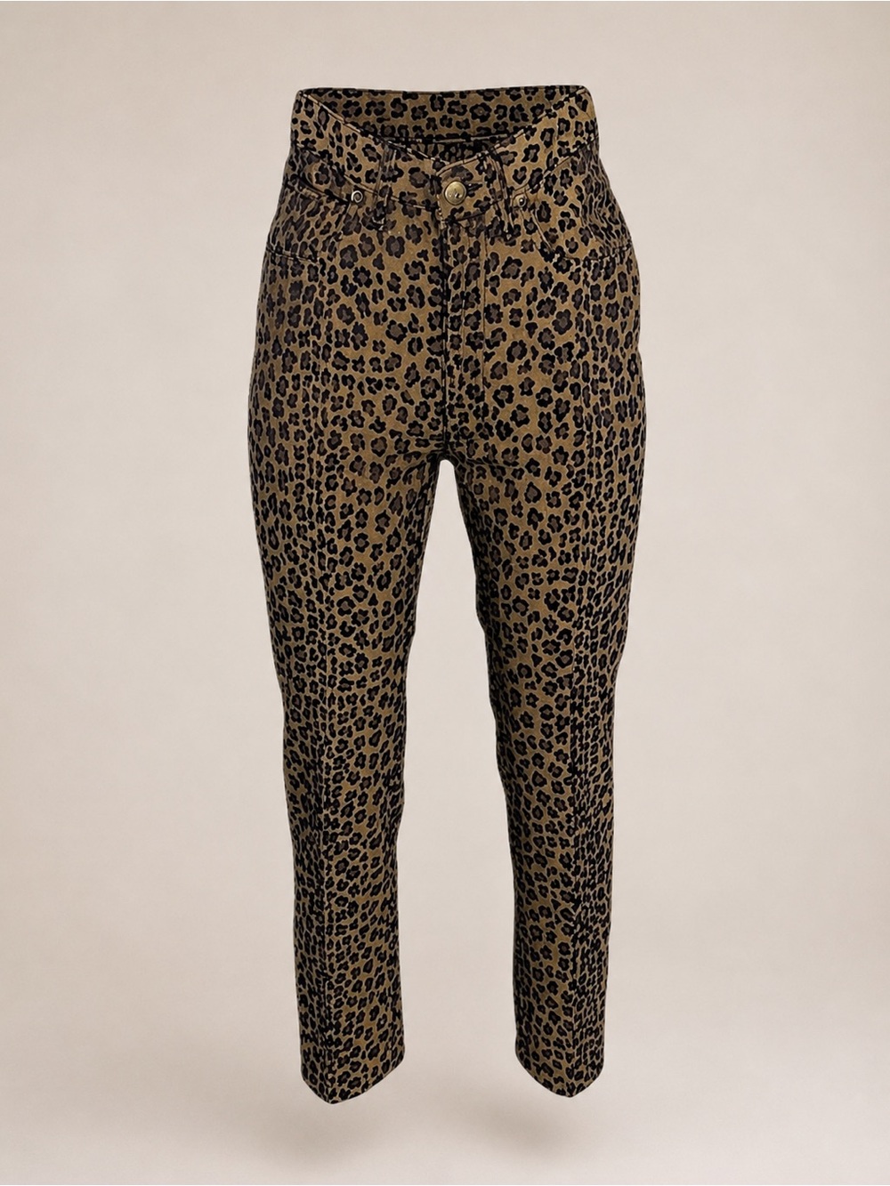 VTG 90s FENDI Zucca Leopard High Waist Straight Crop Jeans Pants ASO Bella Hadid